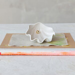 m. lynne designs clam shell dish with gold pearl