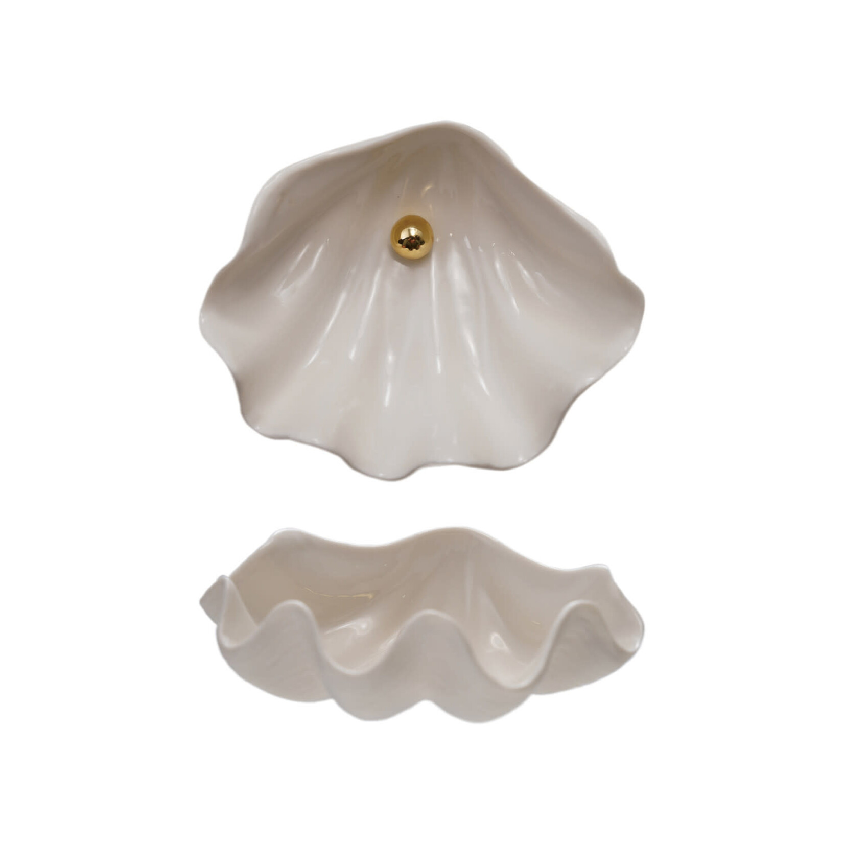 m. lynne designs clam shell dish with gold pearl