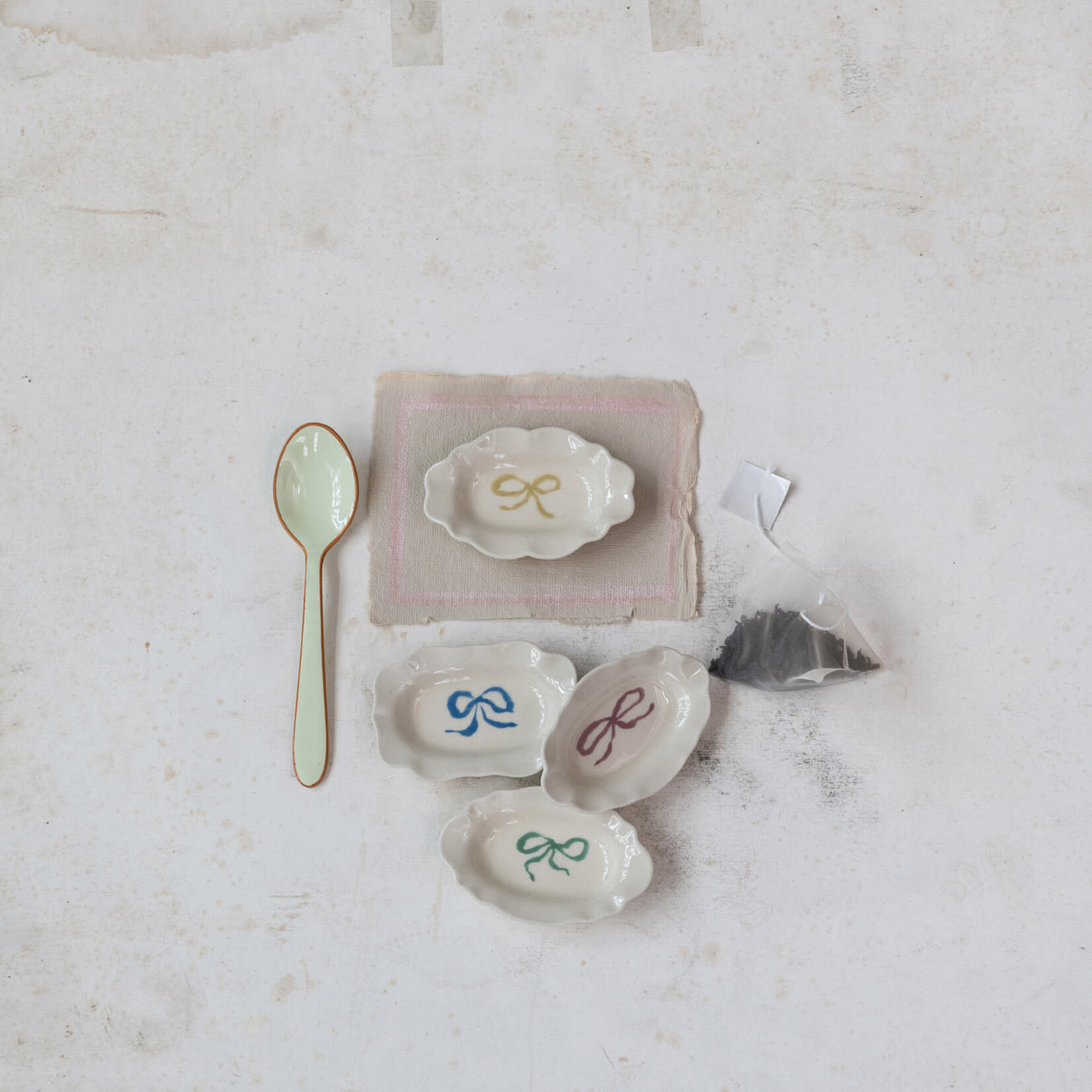 m. lynne designs ceramic bow trinket dish