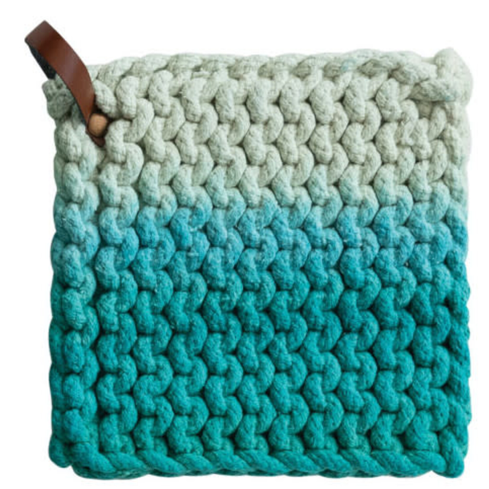m. lynne designs ombre pot holder with leather strap