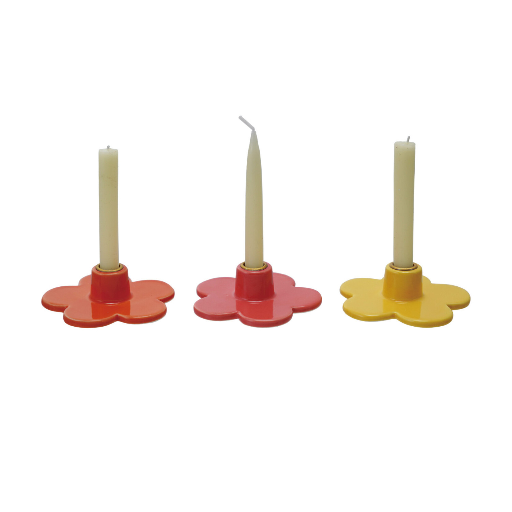 m. lynne designs stoneware flower taper holder