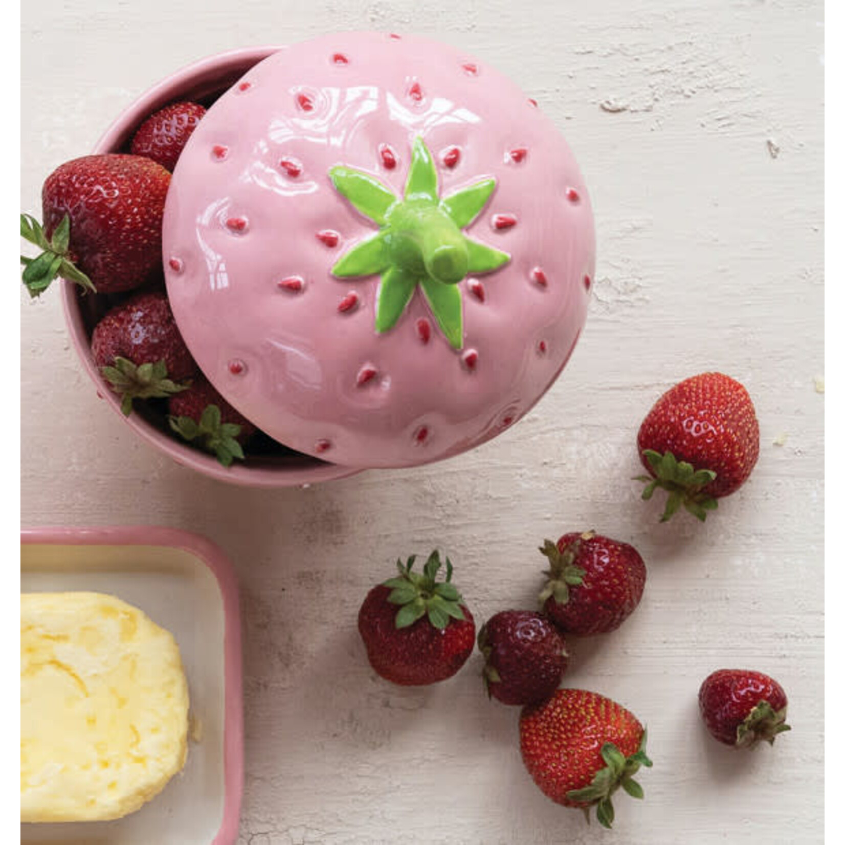 m. lynne designs ceramic strawberry jar
