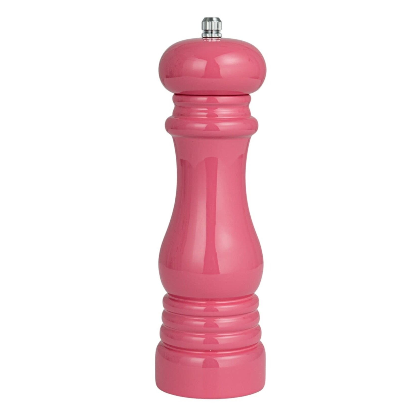 m. lynne designs pink enameled rubberwood salt or pepper mill
