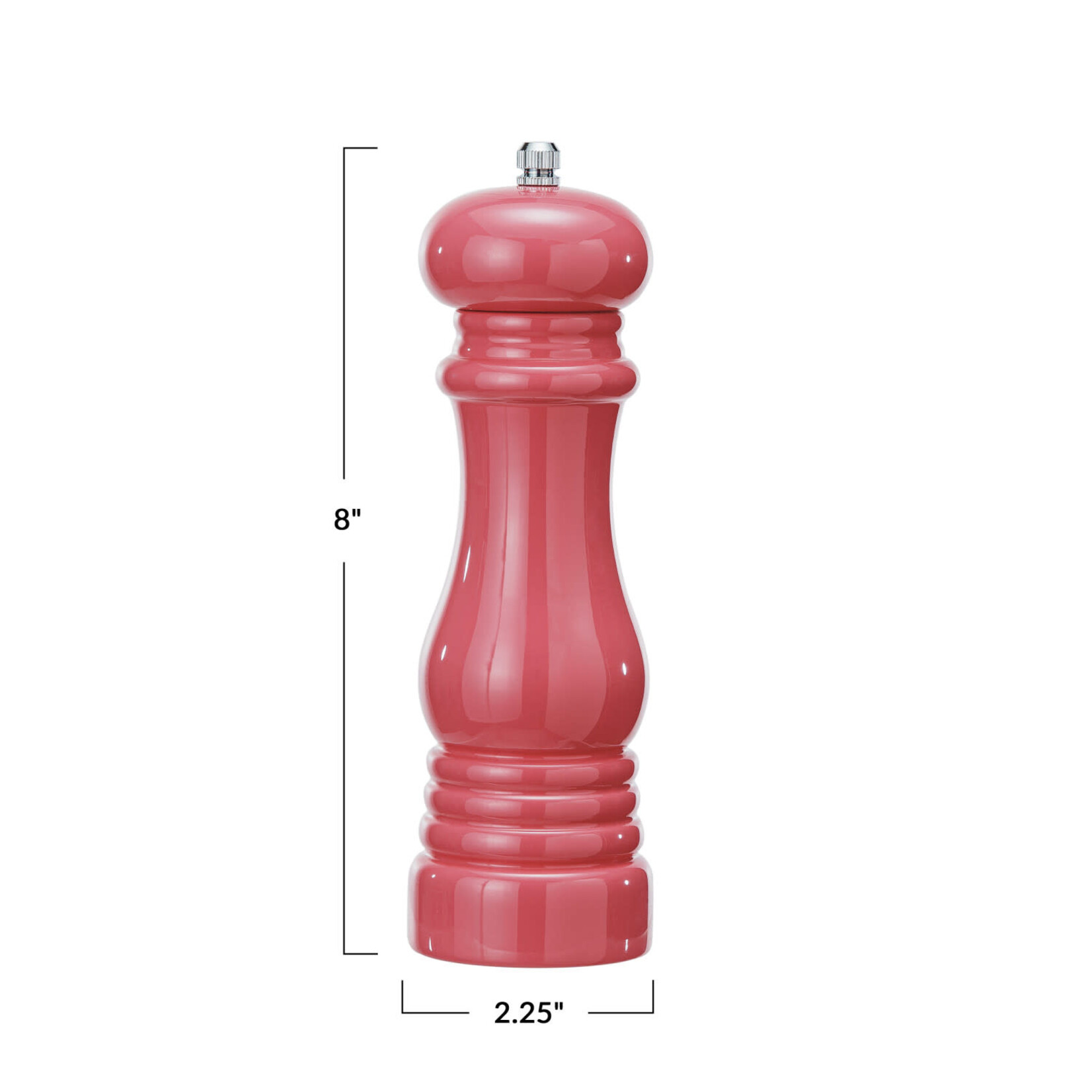 m. lynne designs pink enameled rubberwood salt or pepper mill