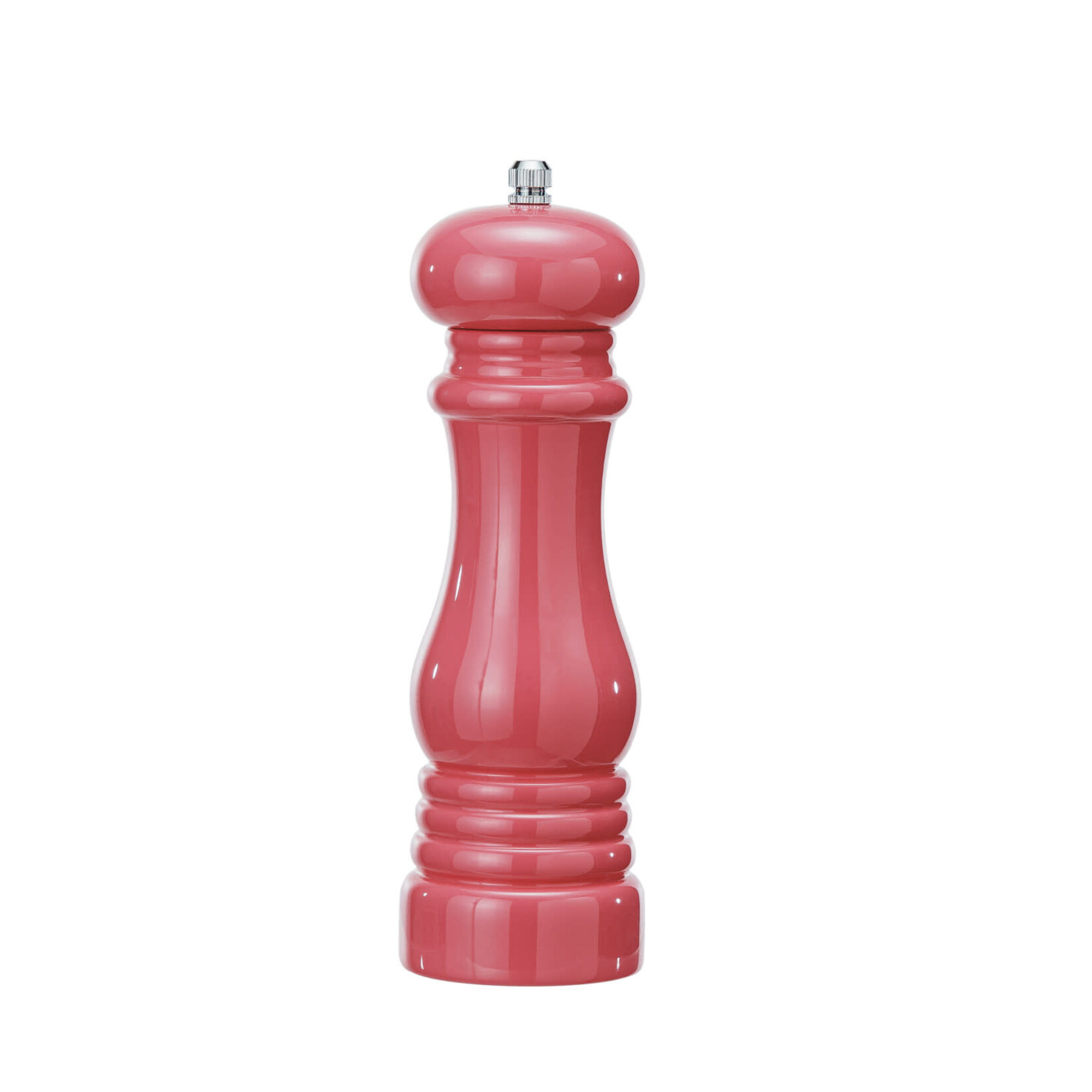 m. lynne designs pink enameled rubberwood salt or pepper mill