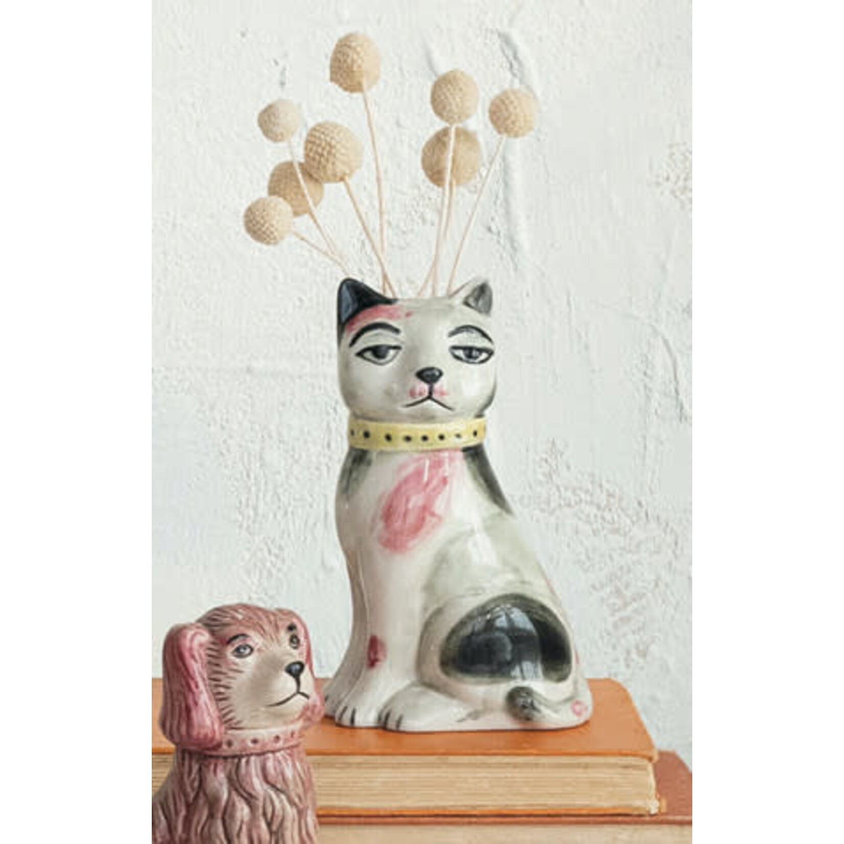 m. lynne designs pink & black cat vase