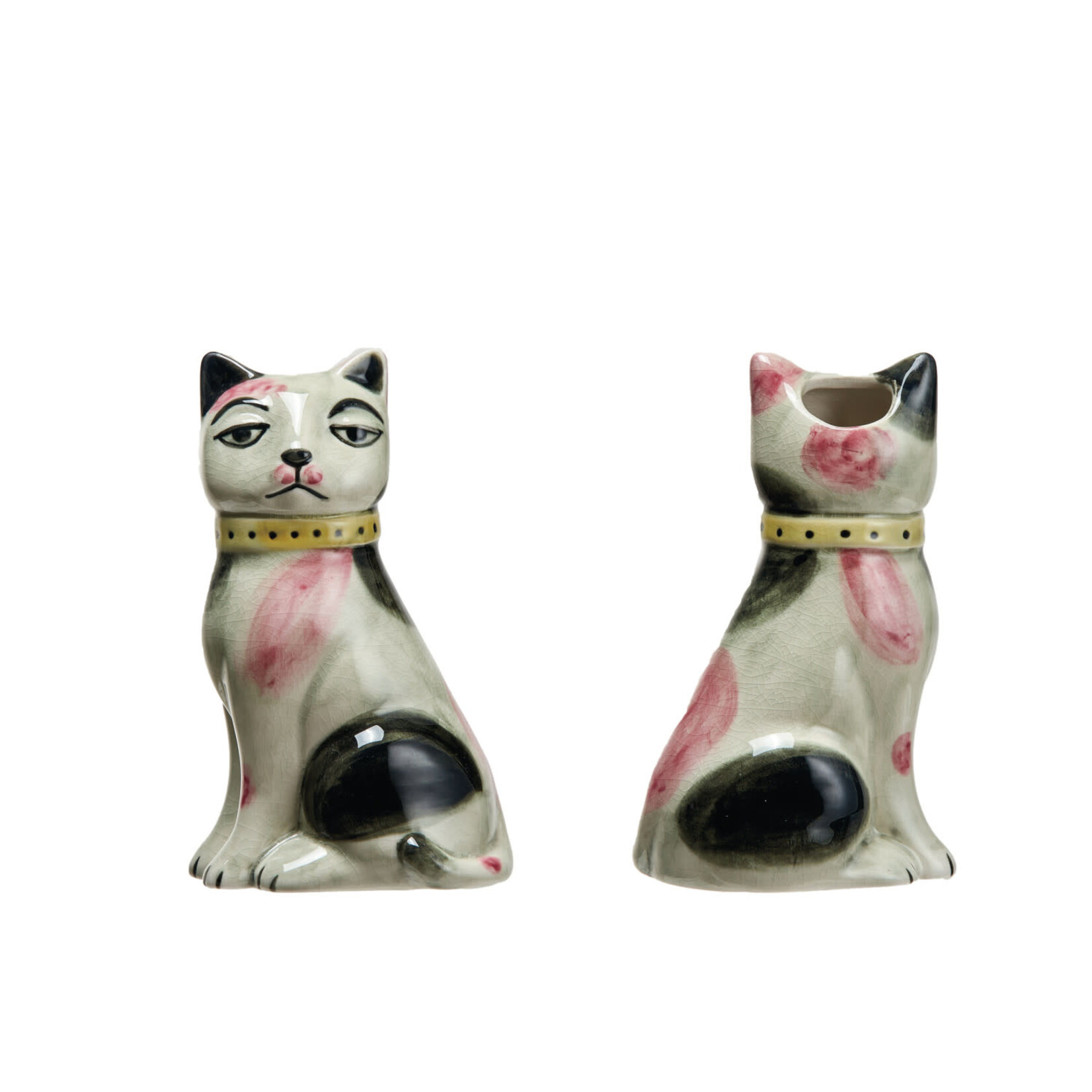 m. lynne designs pink & black cat vase
