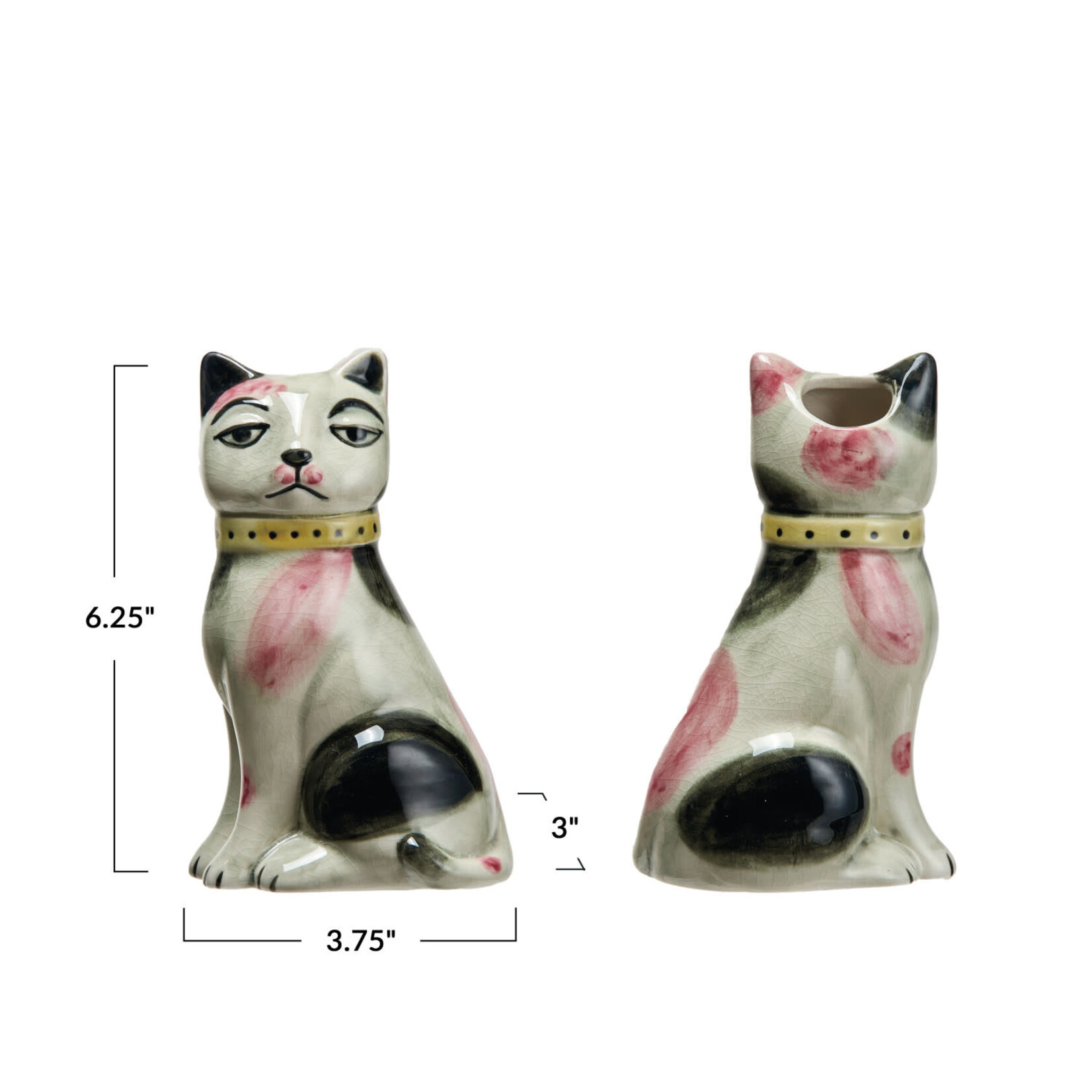 m. lynne designs pink & black cat vase