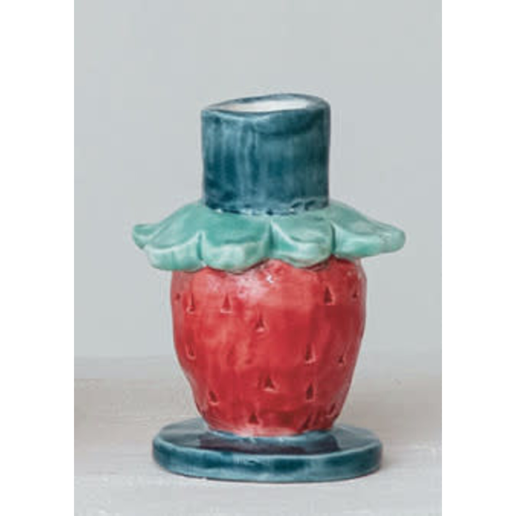 m. lynne designs strawberry & teal candle taper holder