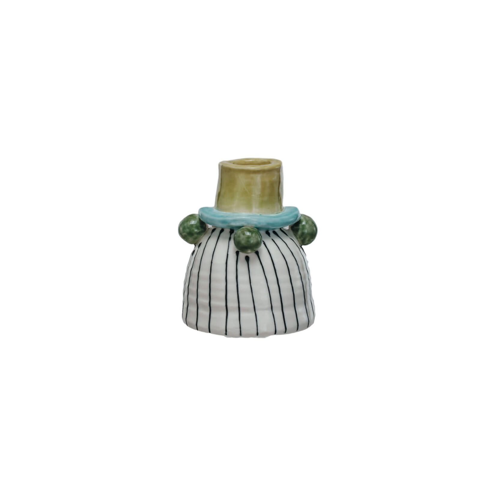 m. lynne designs stripes with teal and lime taper holder