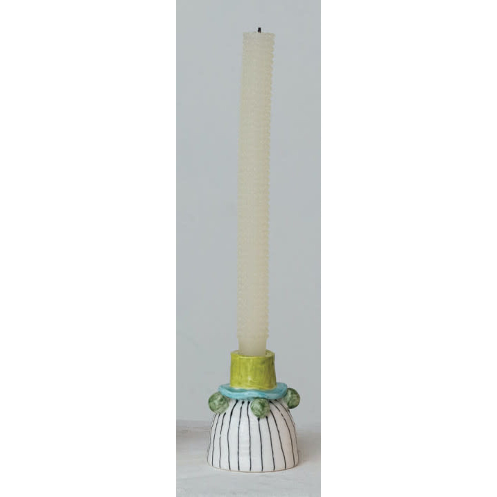 m. lynne designs stripes with teal and lime taper holder