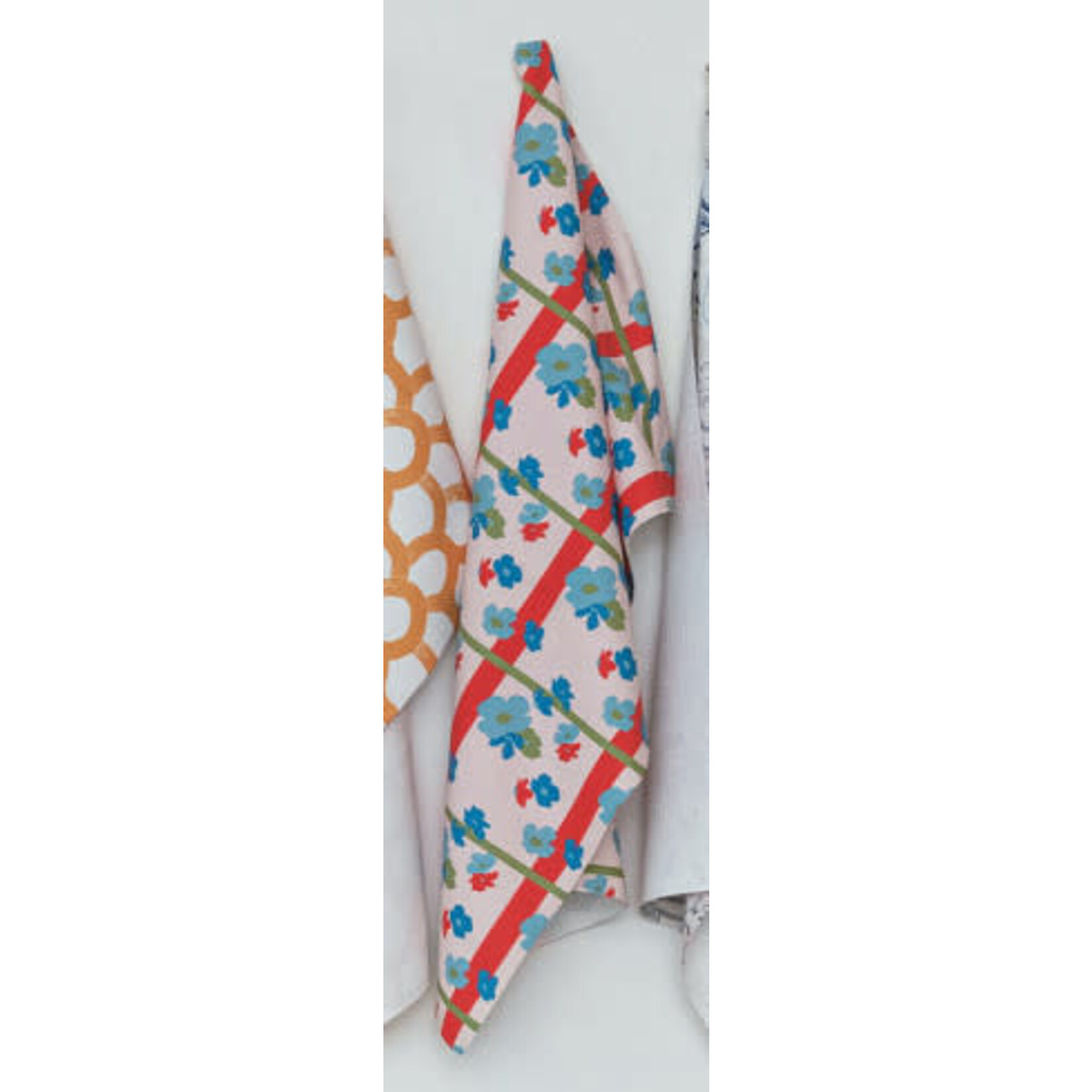 m. lynne designs floral & stripe microfiber tea towel