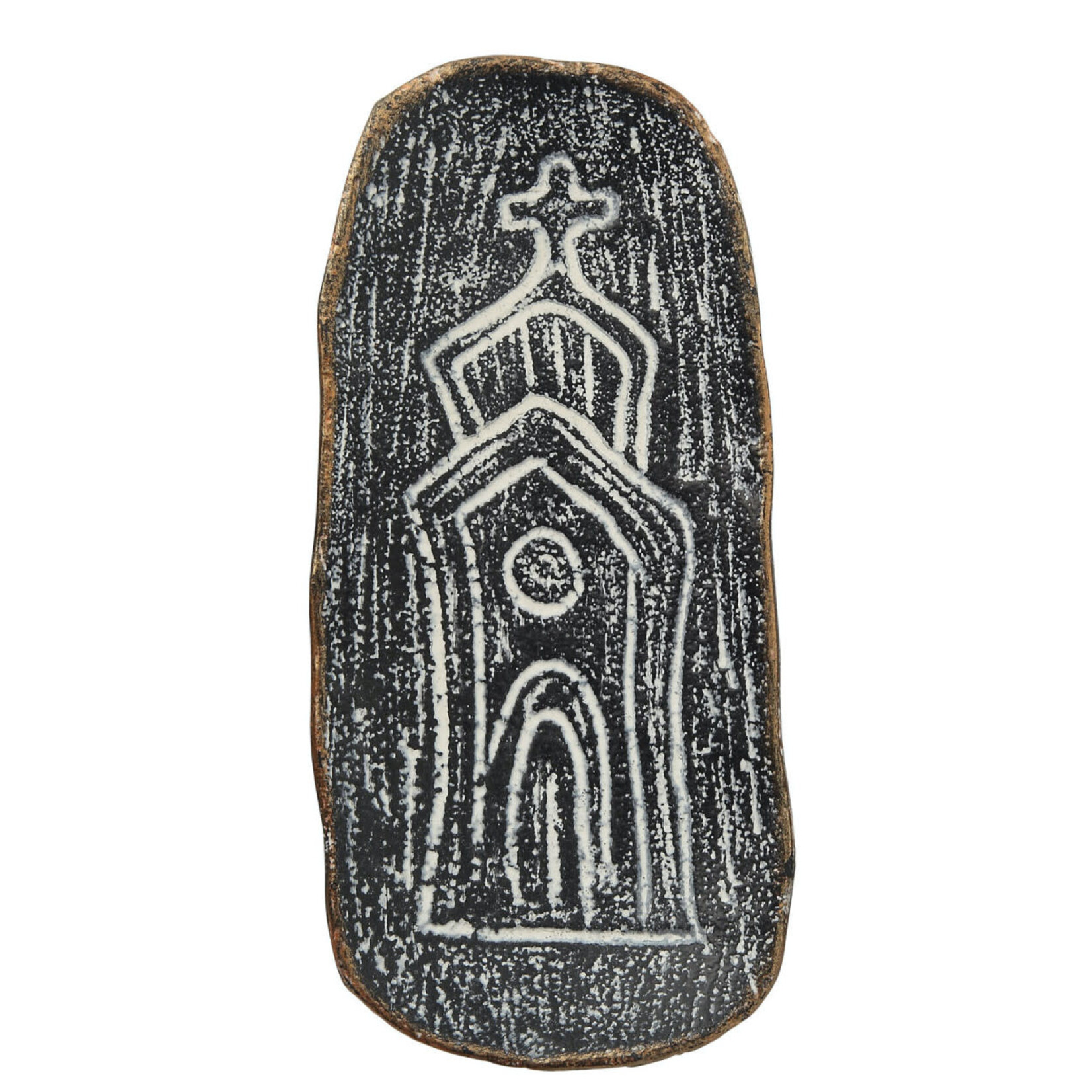 m. lynne designs cast iron dish with church