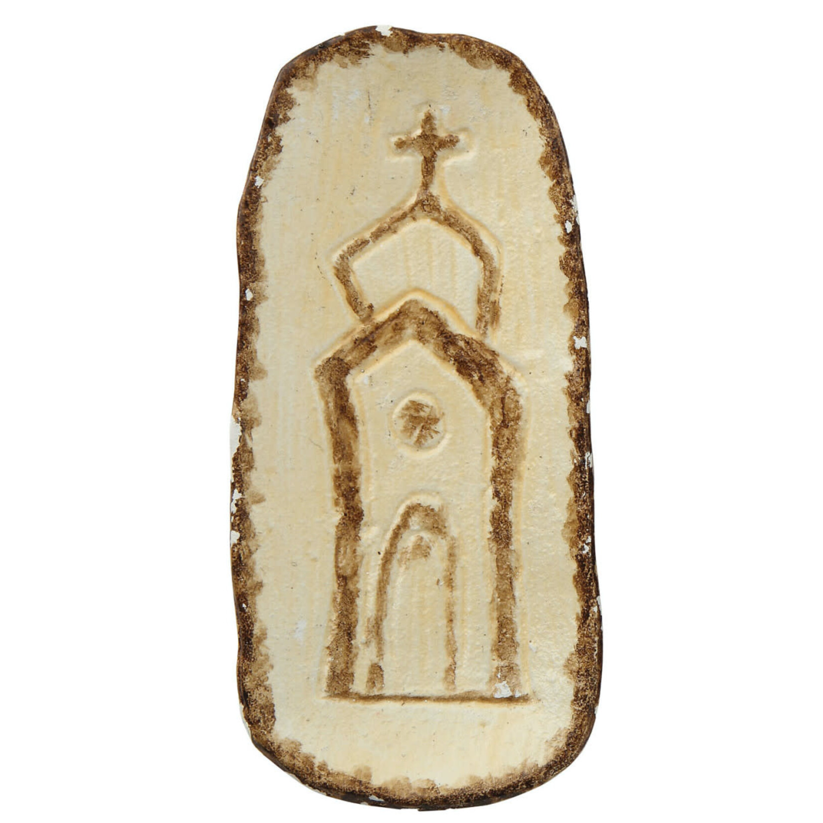 m. lynne designs cast iron dish with church