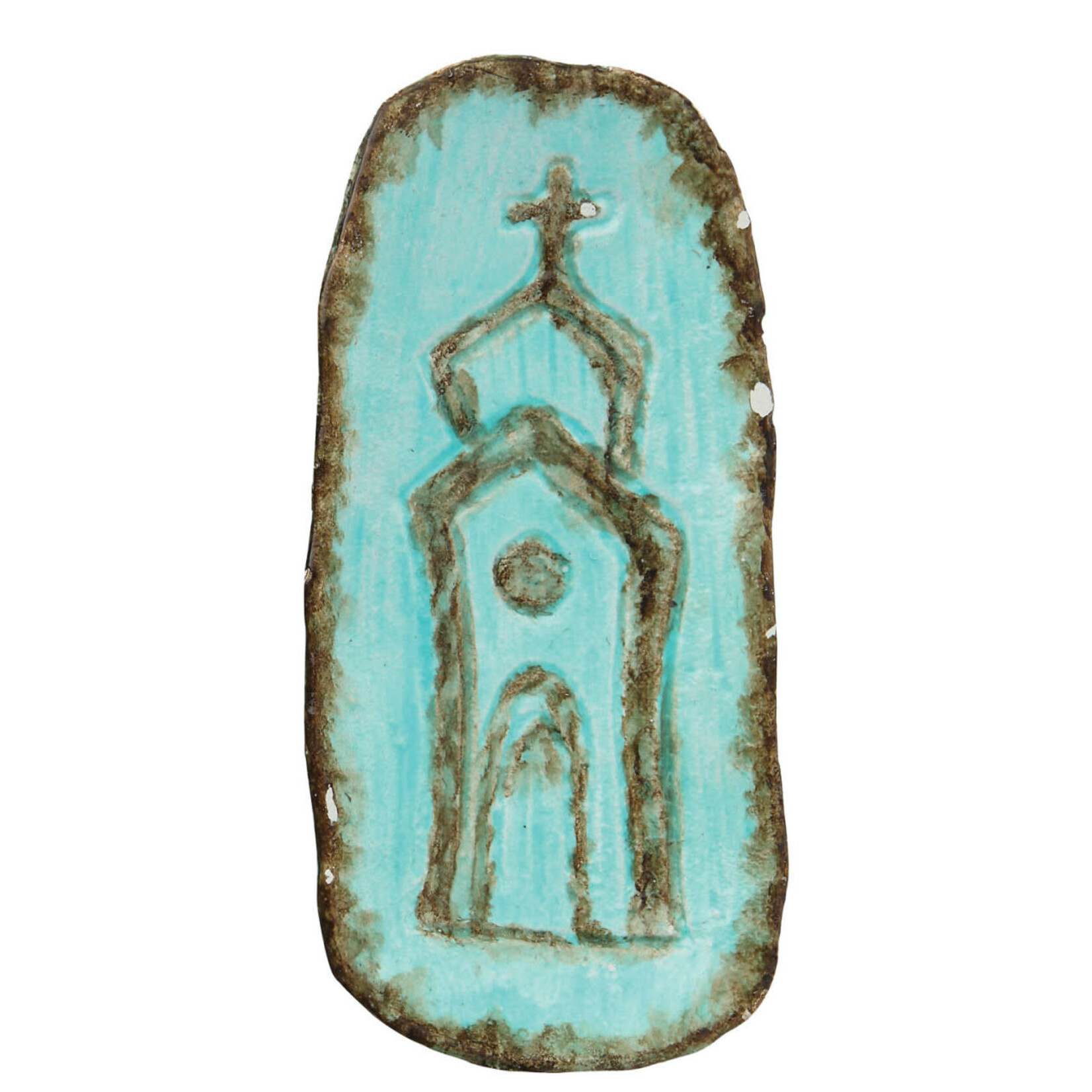 m. lynne designs cast iron dish with church