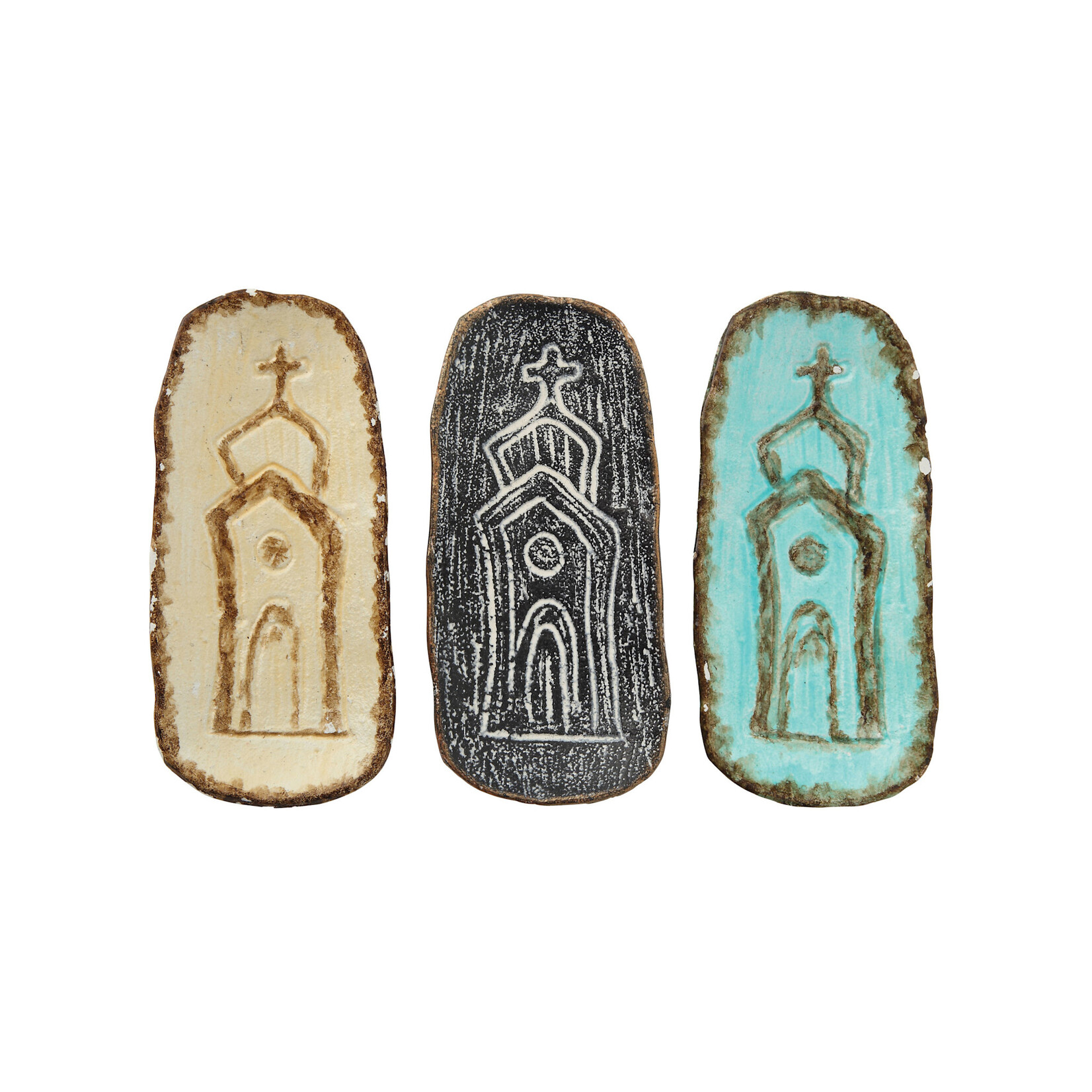 m. lynne designs cast iron dish with church