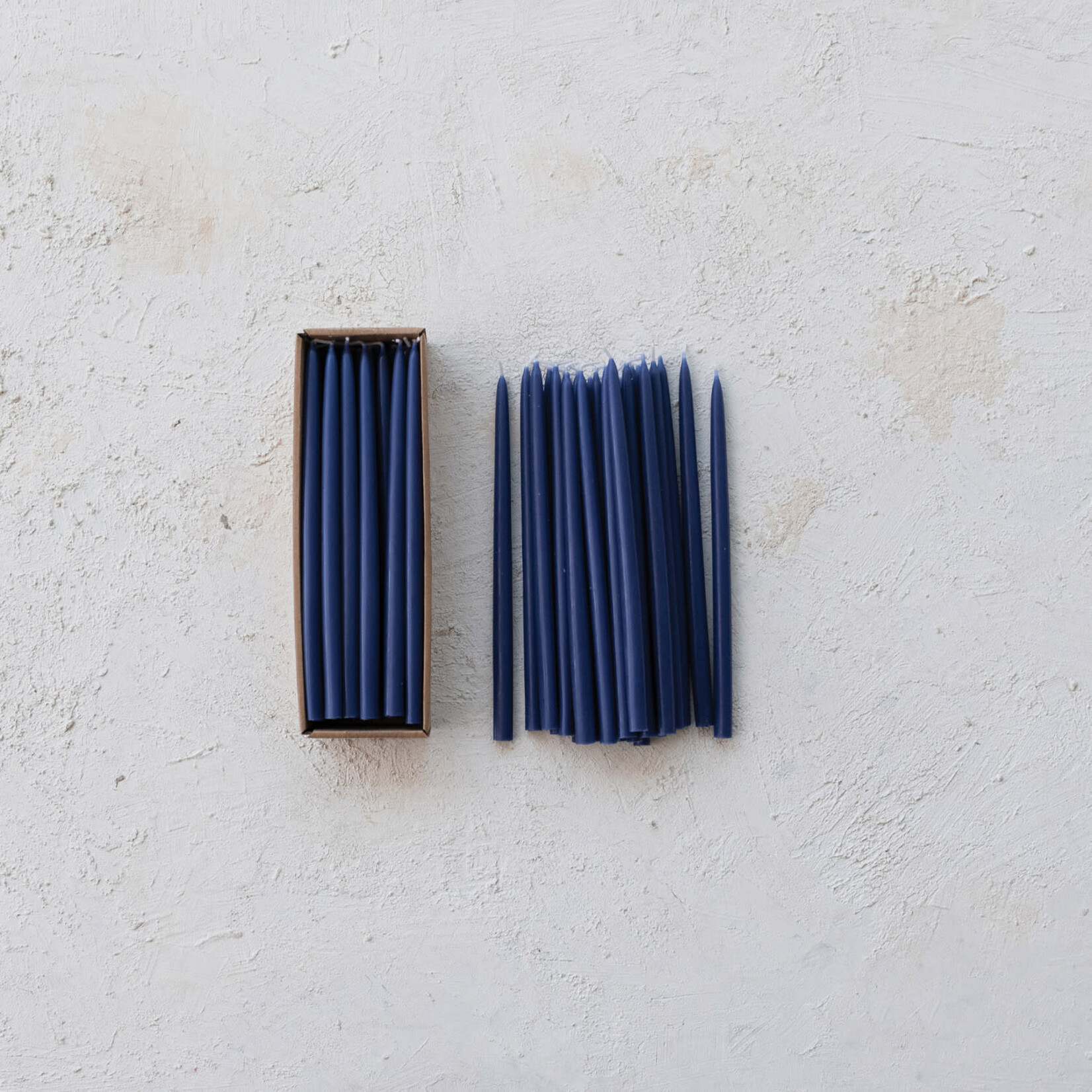 m. lynne designs set of 12 thin navy taper candles