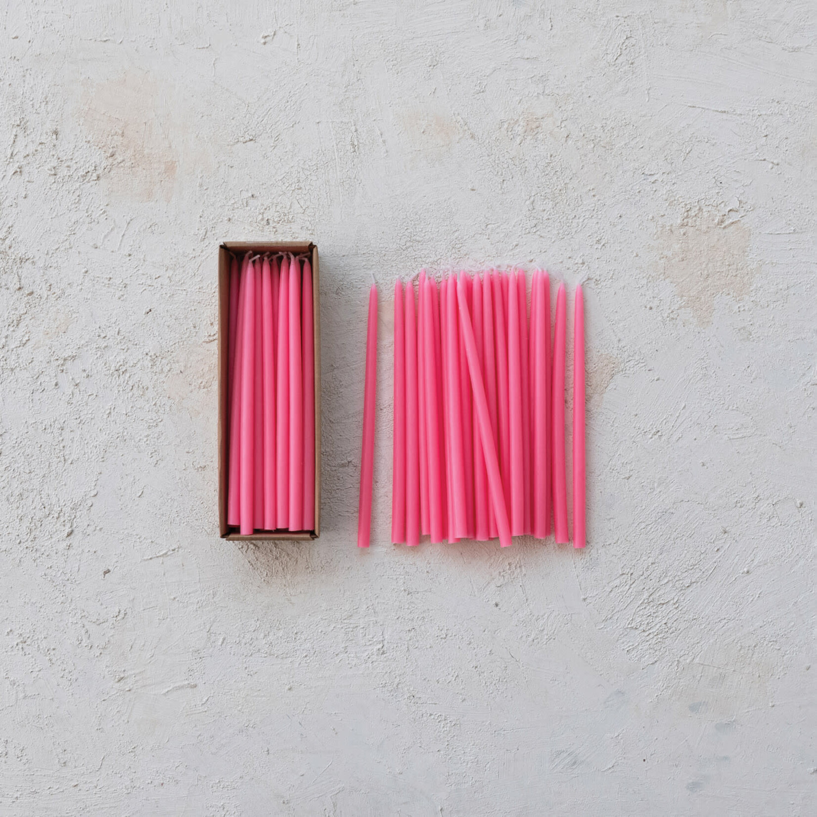 m. lynne designs set of 12 thin pink taper candles