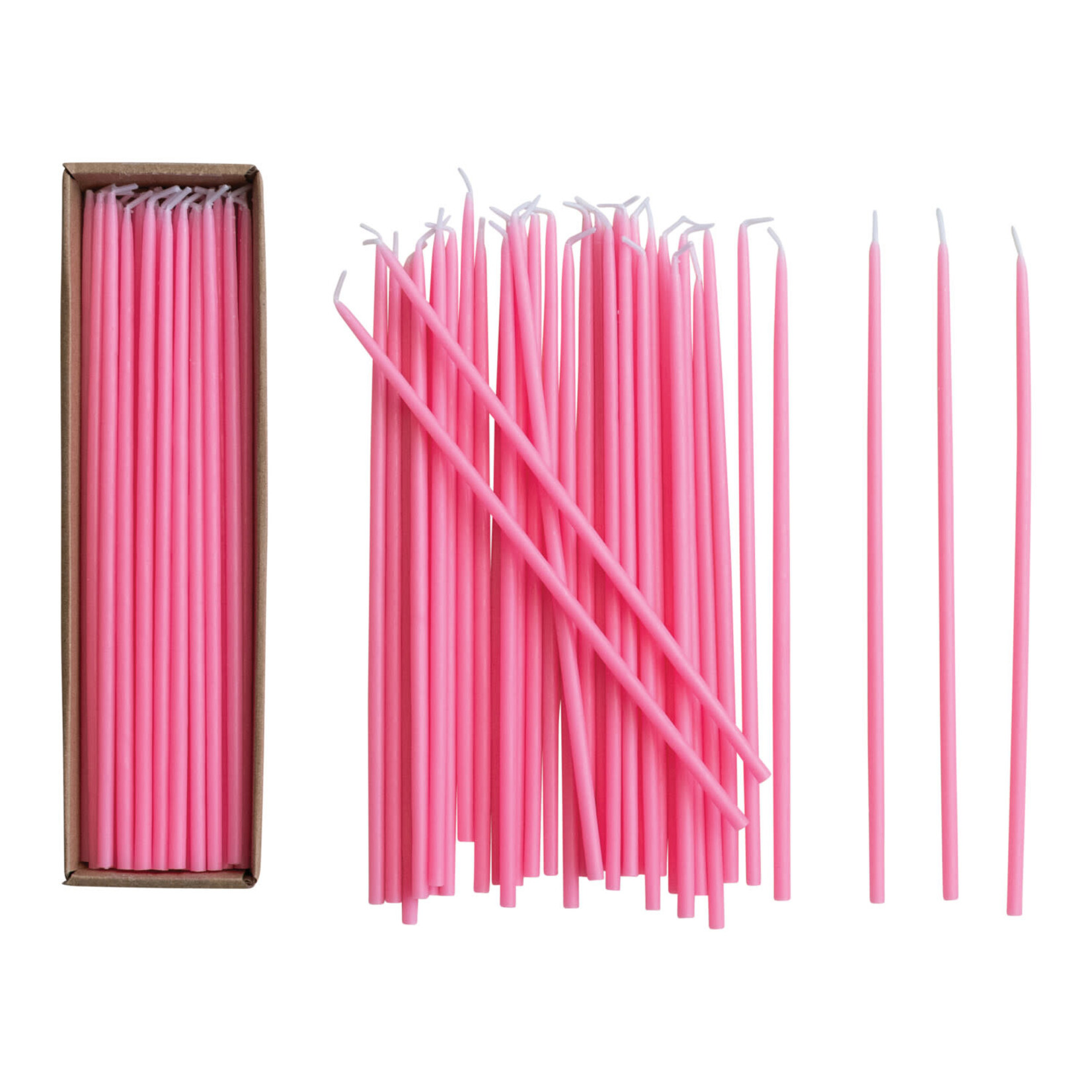 m. lynne designs set of 18 pink thin taper candles