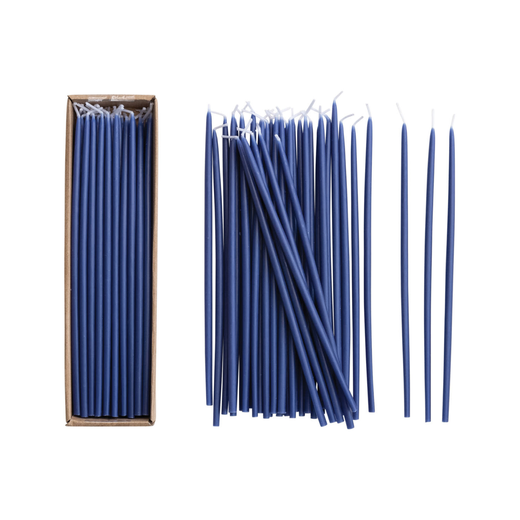 m. lynne designs set of 18 navy thin taper candles