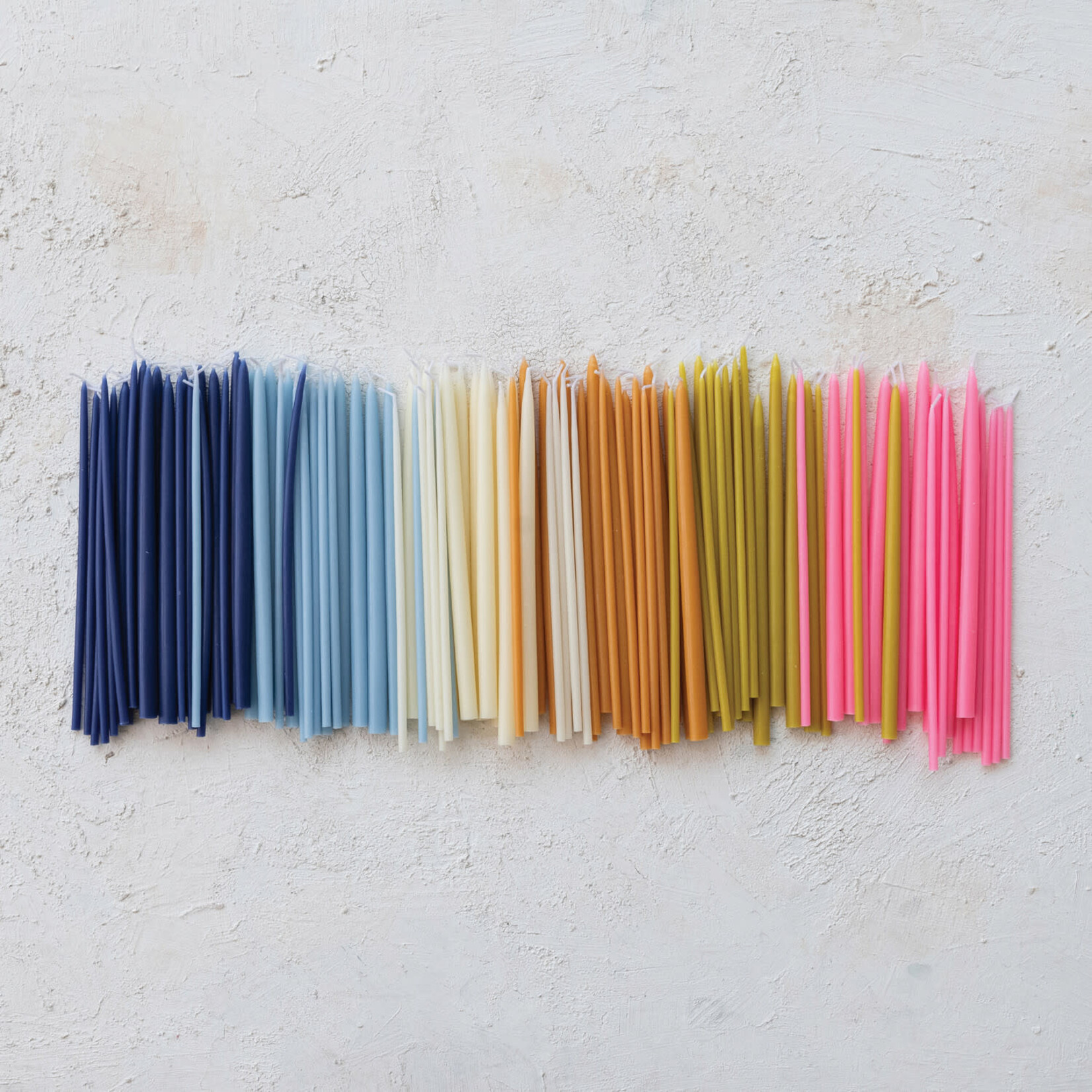 m. lynne designs set of 18 cream thin taper candles