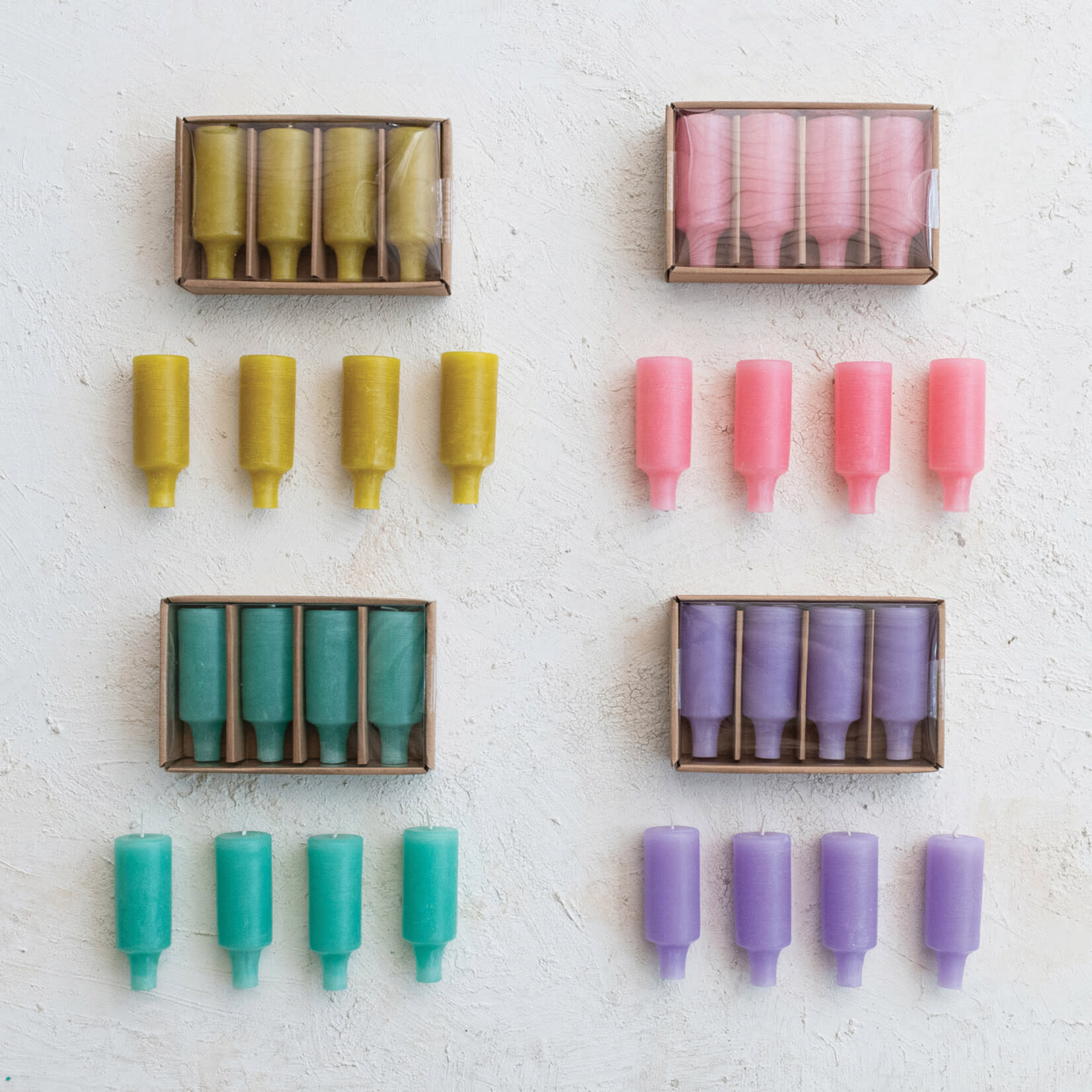 m. lynne designs colorful bottle taper candles