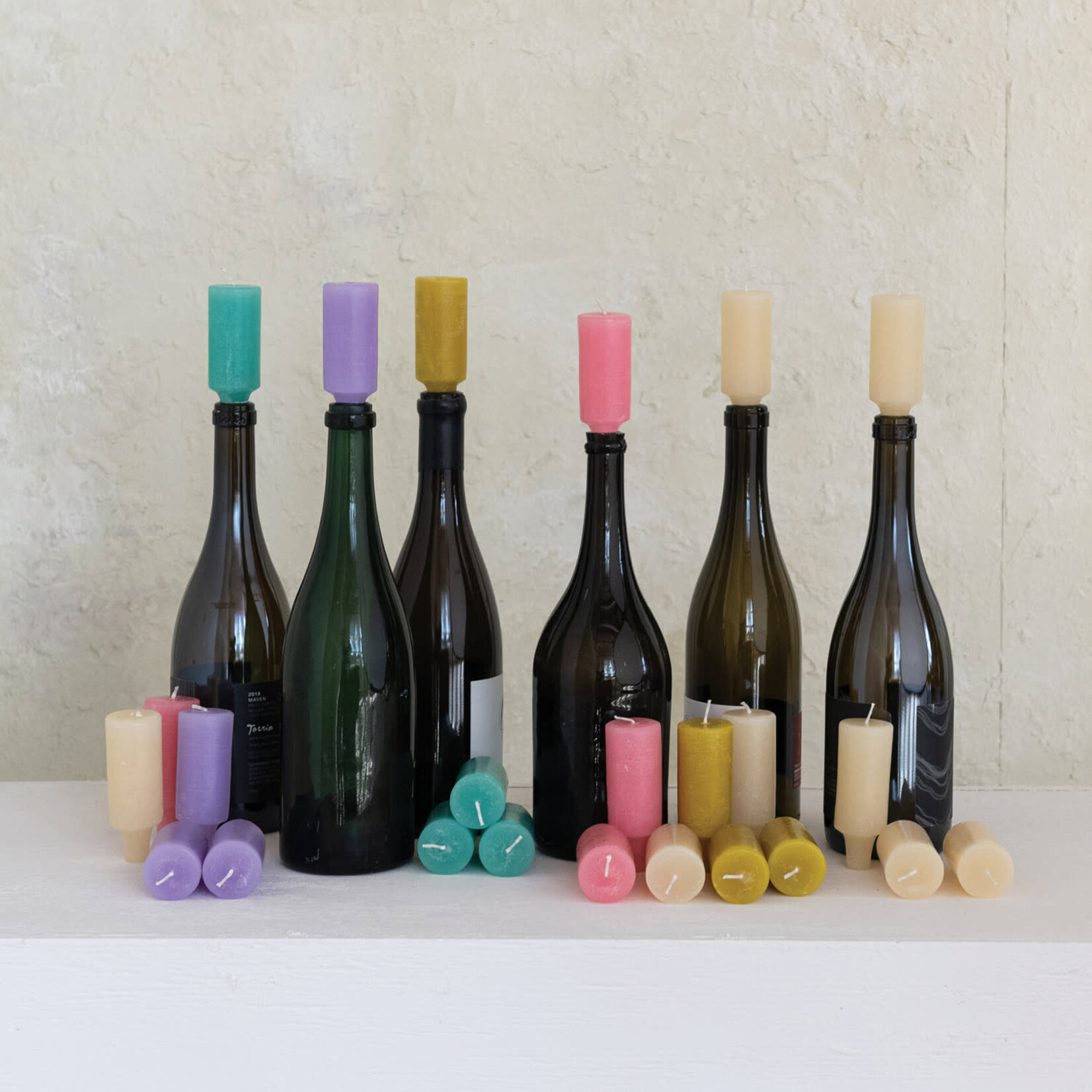 m. lynne designs colorful bottle taper candles