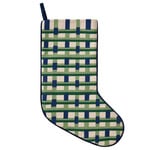 m. lynne designs abstract plaid blue and green stocking