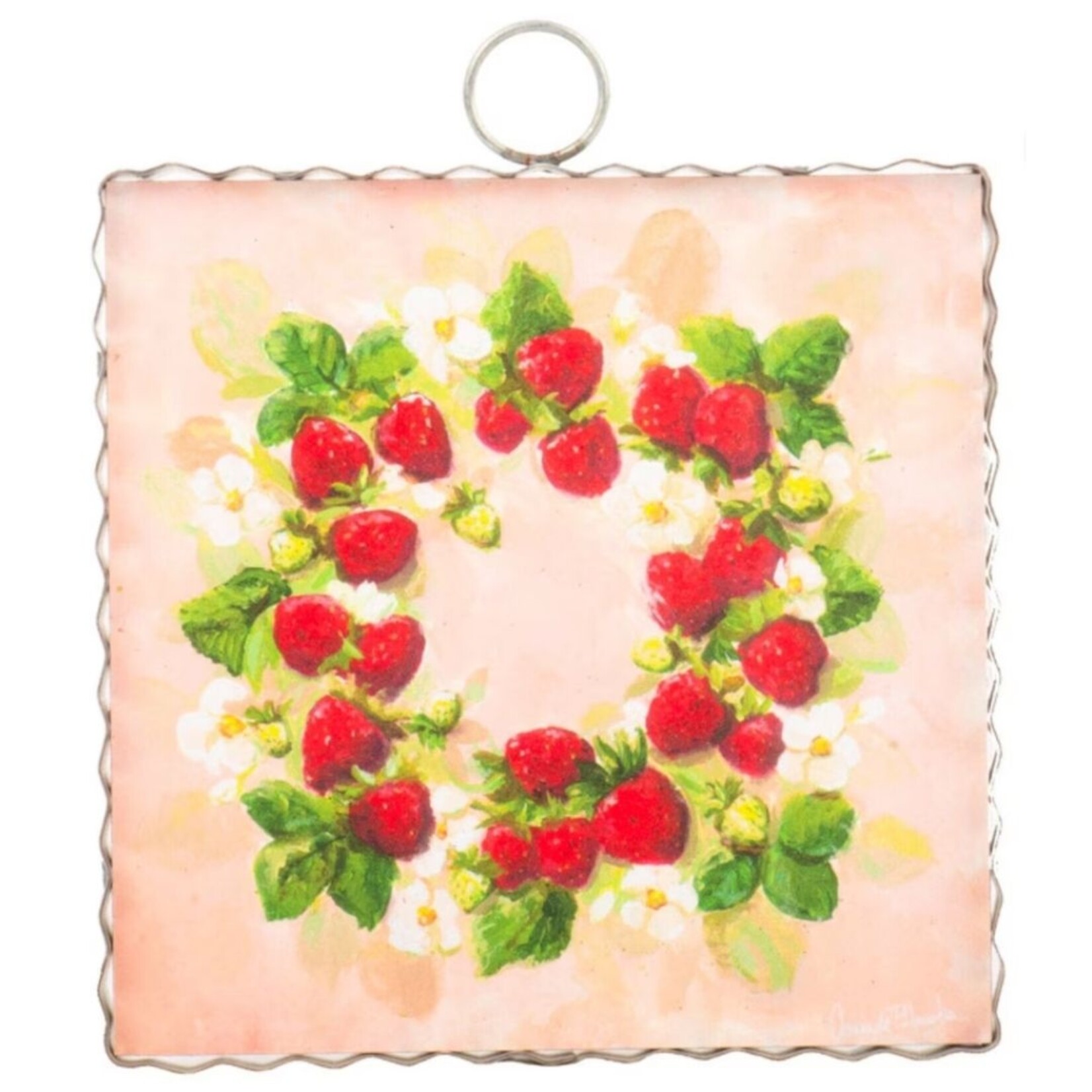 the round top collection strawberry wreath charm