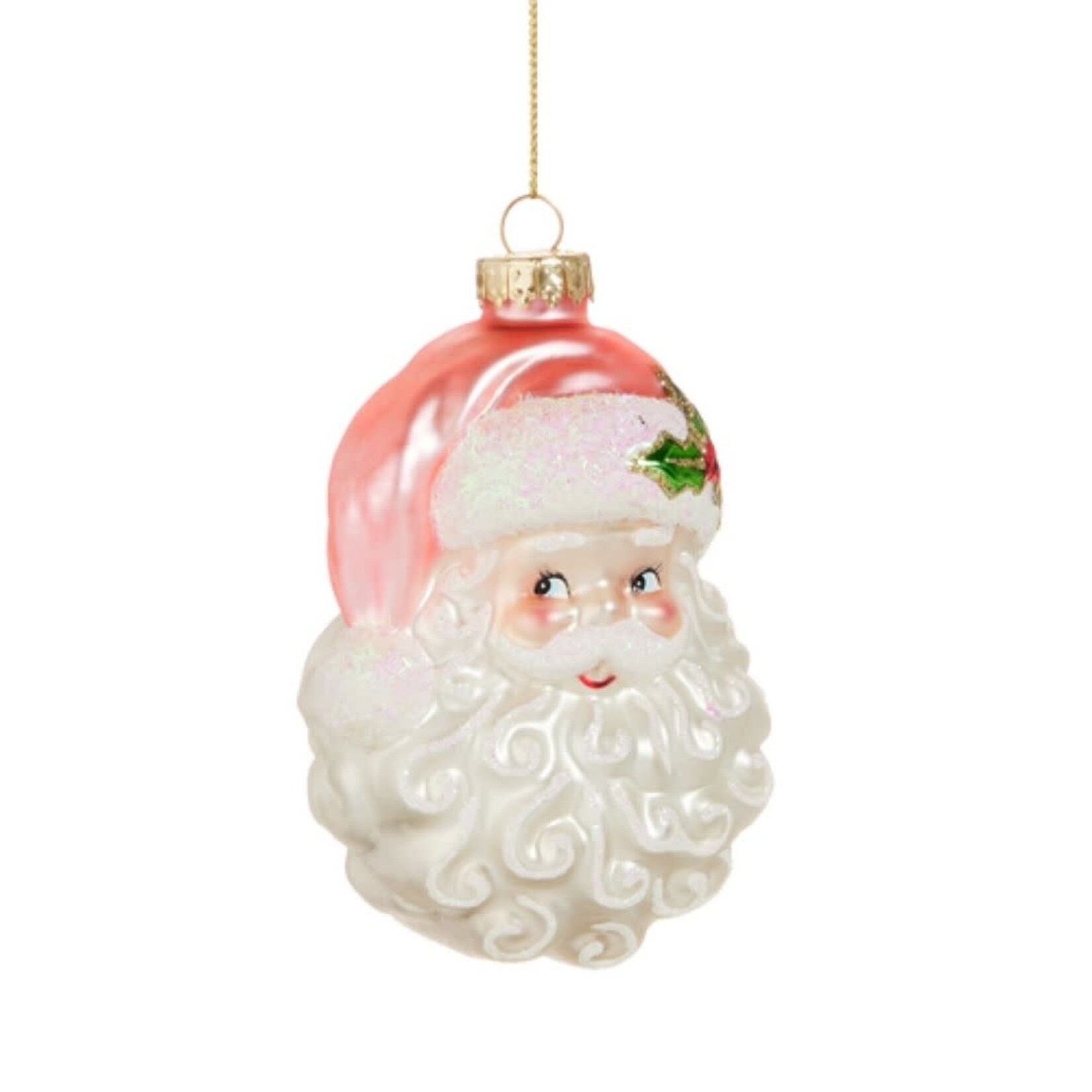 m. lynne designs pink santa head ornament