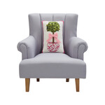 m. lynne designs pillow, pink chinoiserie topiary with ribbon