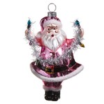 m. lynne designs pink santa holding lights ornament