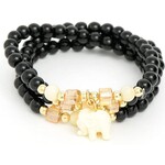m. lynne designs black elephant beaded stretch bracelet