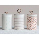 m. lynne designs canister with lid & leather pull