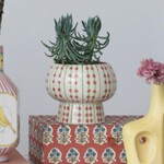 m. lynne designs cream, green & red bubble vase