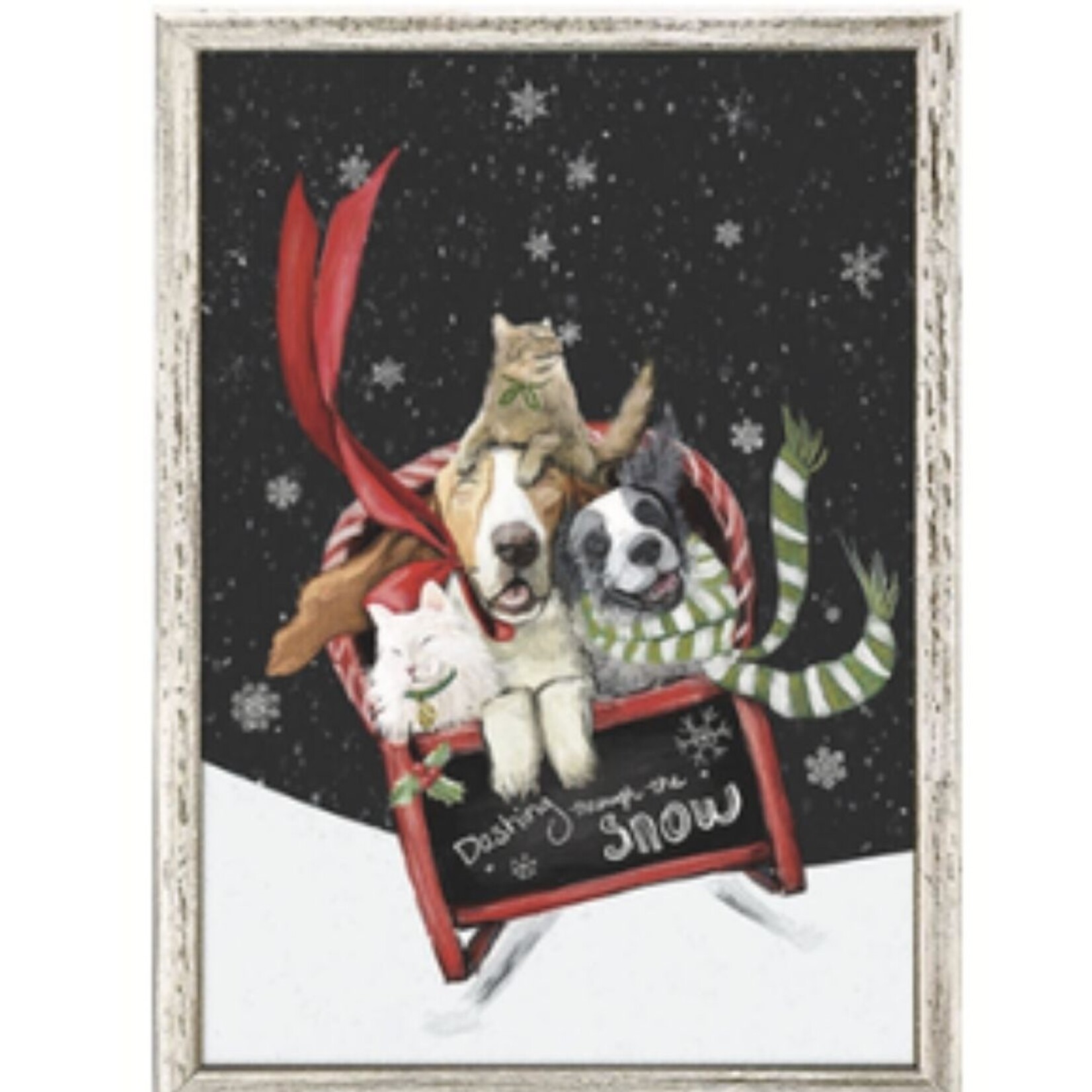 m. lynne designs dashing through the snow group framed canvas