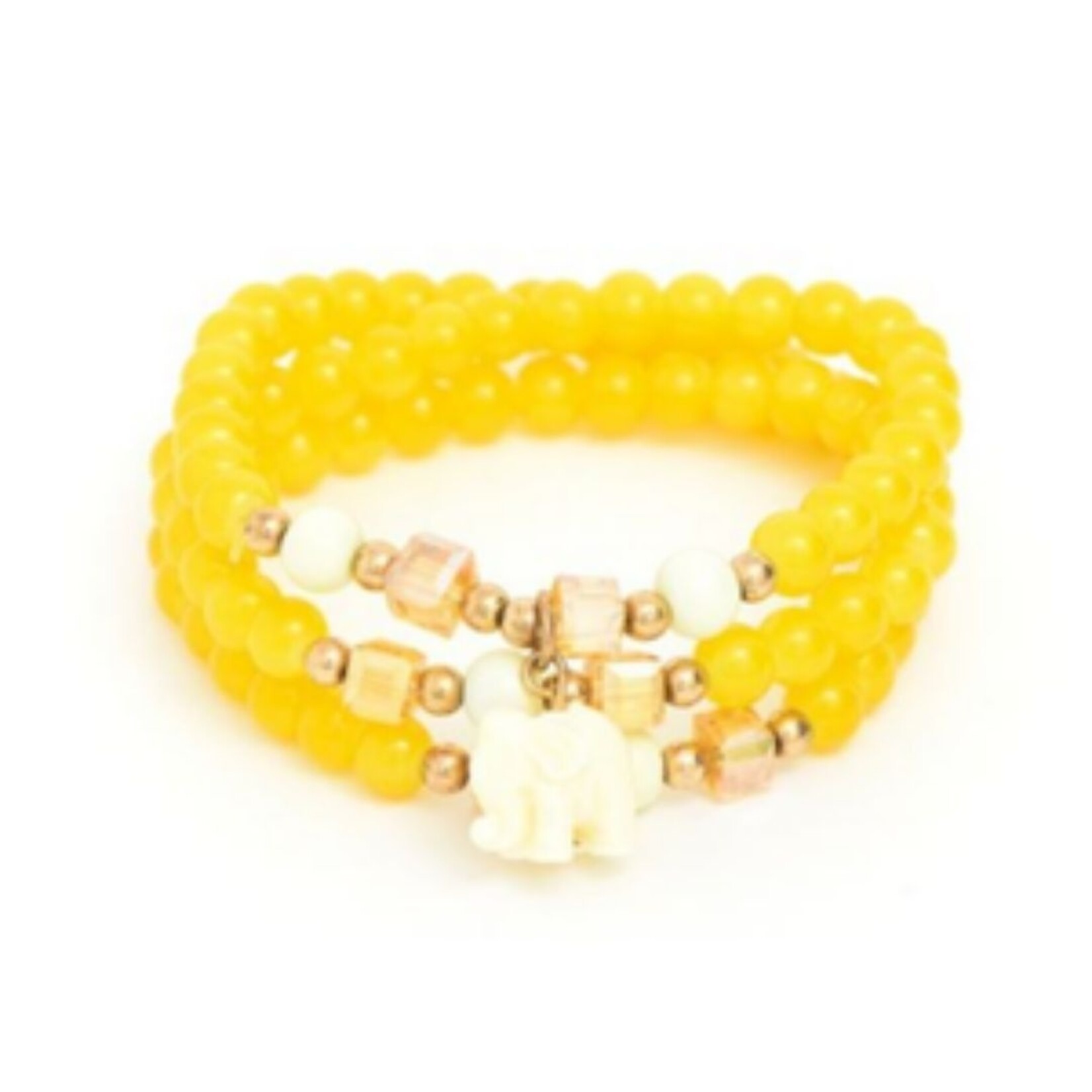 m. lynne designs yellow elephant beaded stretch bracelet