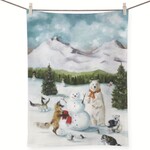 m. lynne designs the happiest snowman tea towel