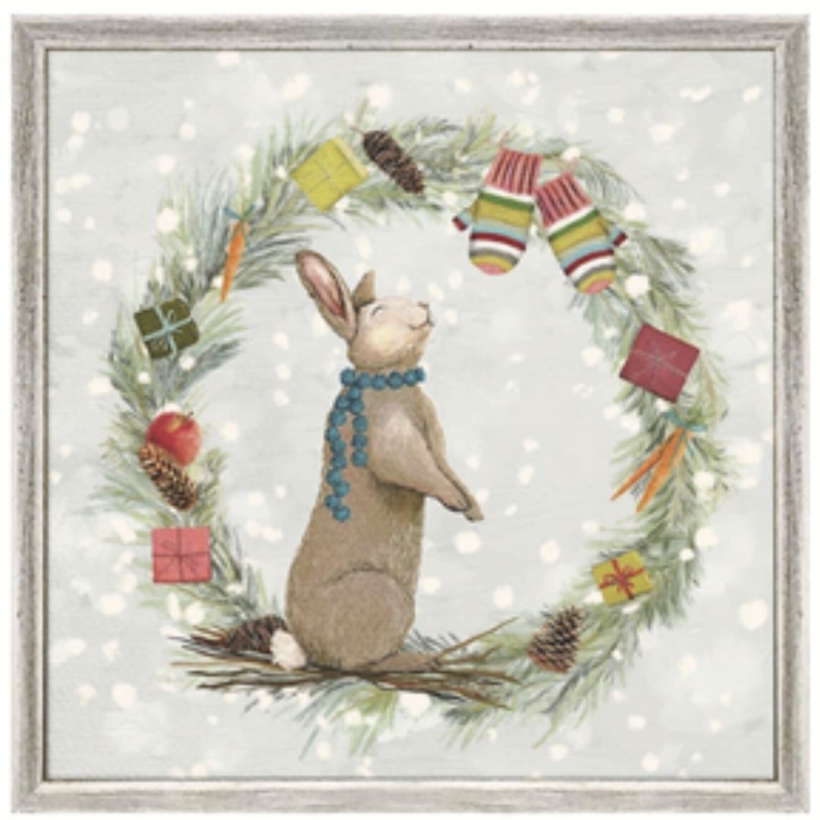 m. lynne designs santa claws bunny framed canvas