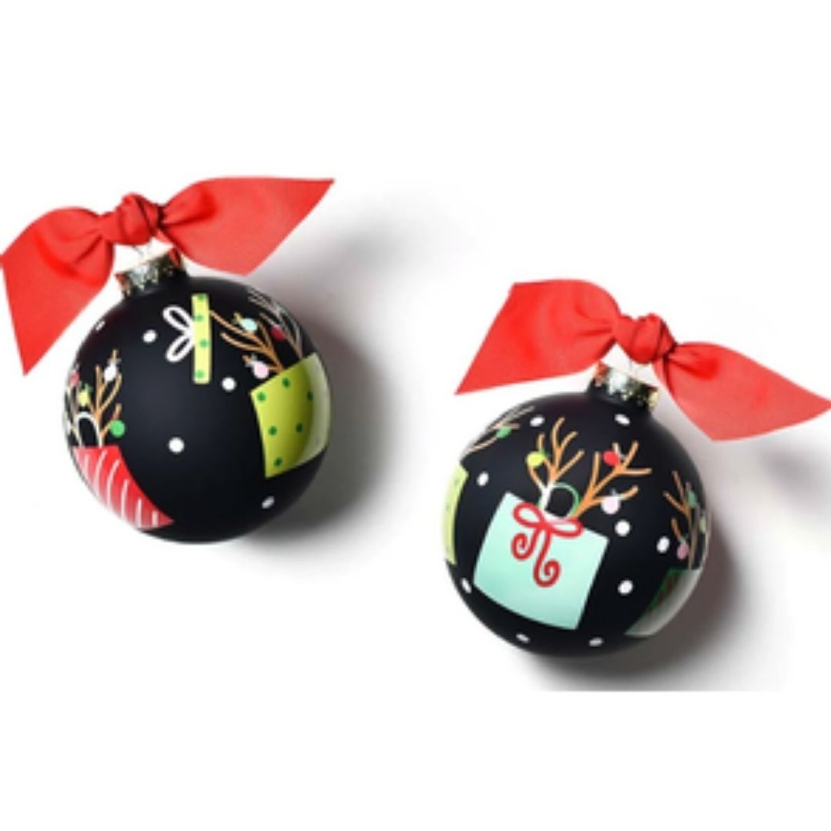 coton colors reindeer in totes black friday glass ornament
