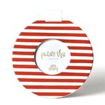 happy everything red stripe round frame