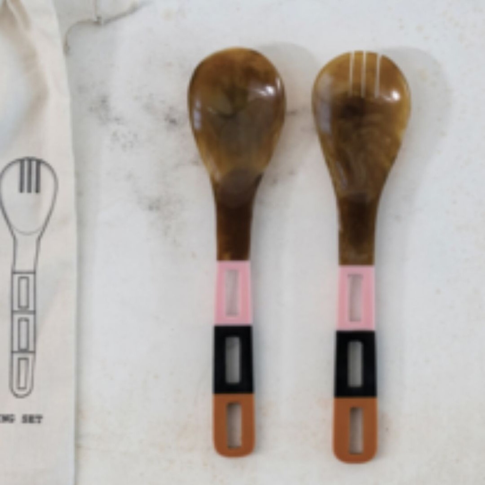 m. lynne designs pink multi resin salad servers