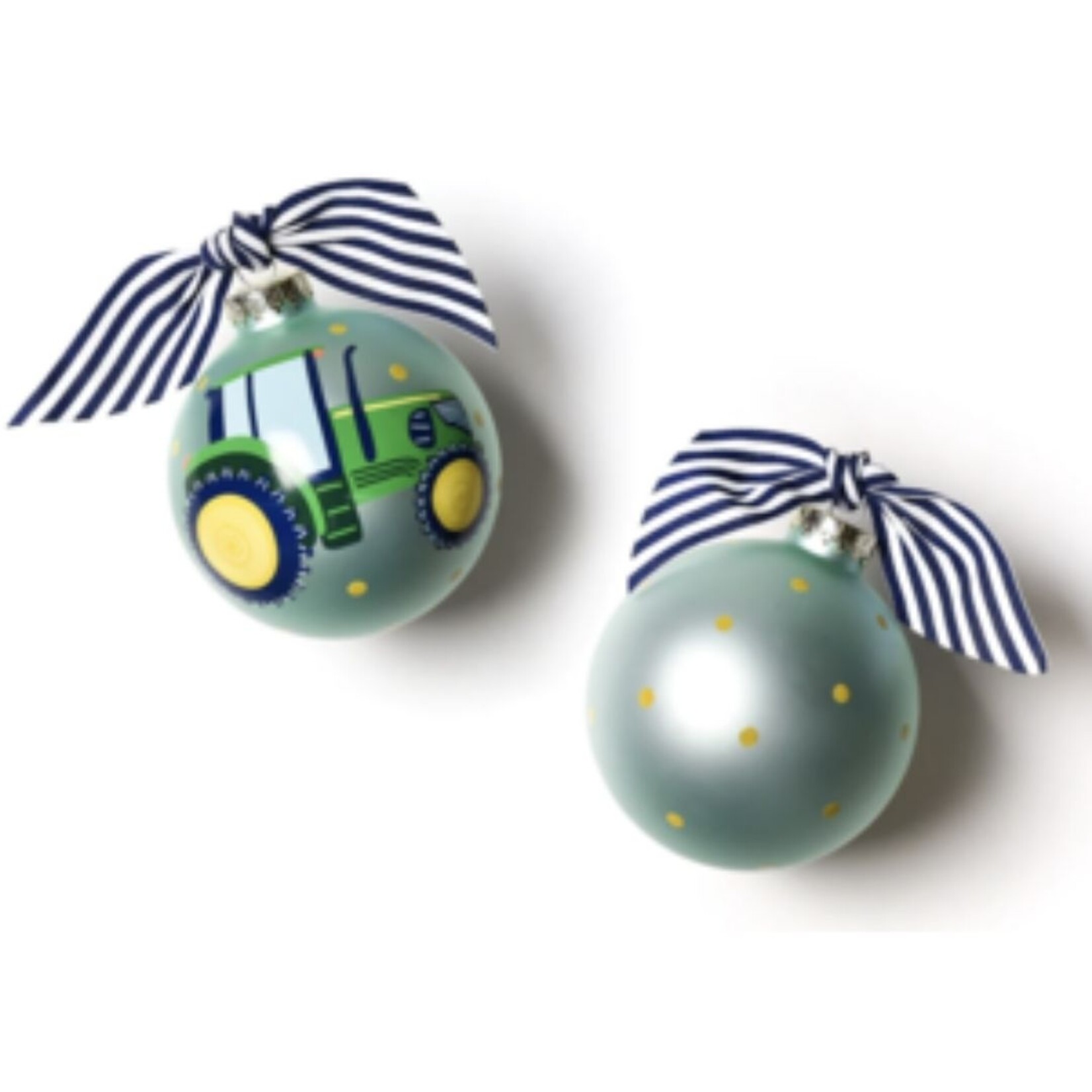 coton colors on the farm tractor glass ornament