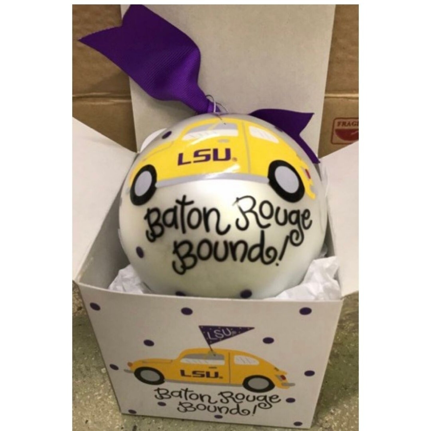 coton colors lsu bound glass ornament