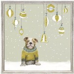 m. lynne designs holiday party bulldog framed canvas