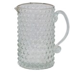m. lynne designs hand-blown clear glass hobnail pitcher