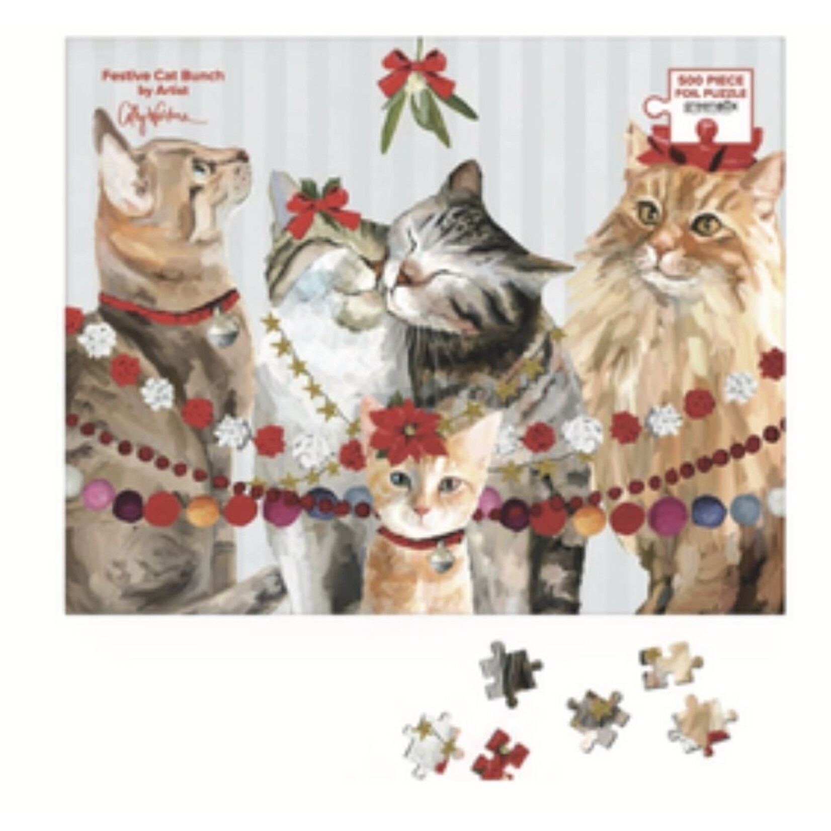 m. lynne designs festive cat bunch puzzle