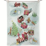 m. lynne designs animal train tea towel