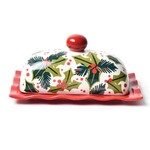coton colors balsam and berry holly ruffle butter dish