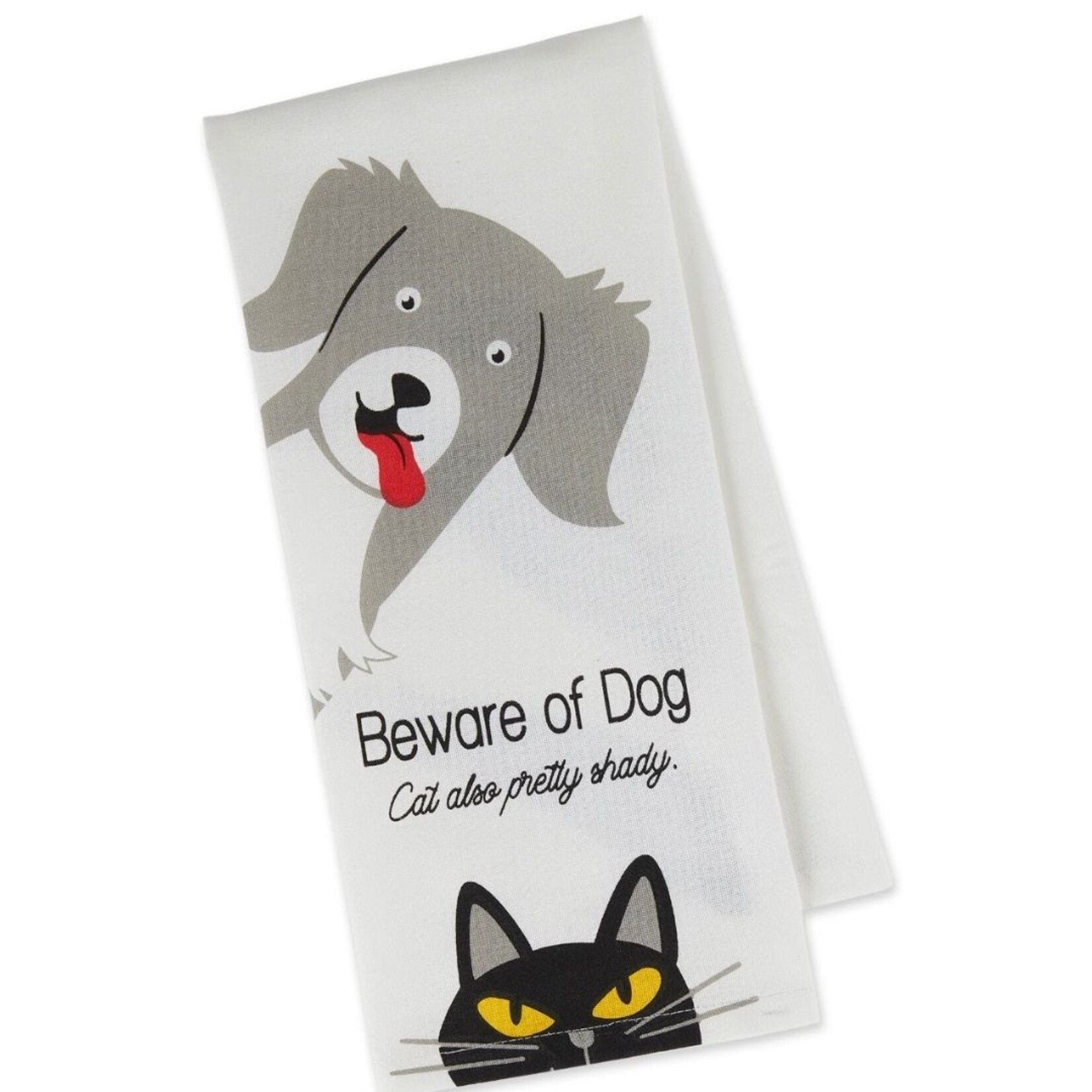 m. lynne designs beware of dog & cat tea towel